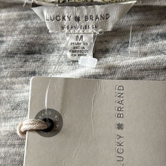 Lucky Brand Floral Tie Waist Cotton Modal V-Neck Top Shirt Boho Ornate Print Med - Picture 7 of 8